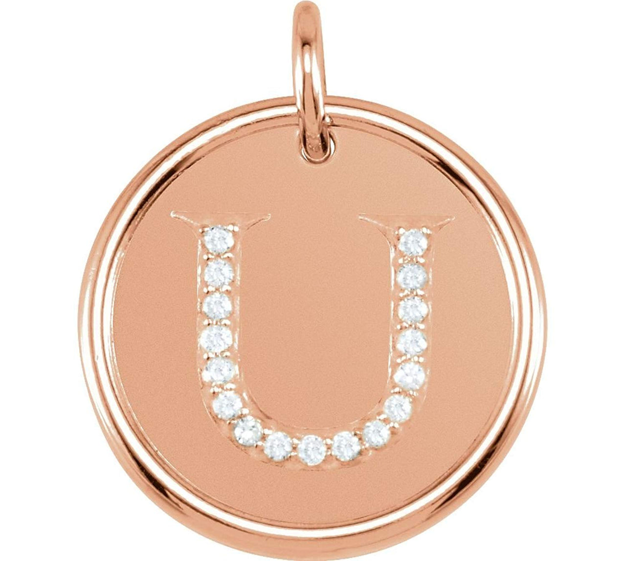 Diamond Initial "U" Pendant, 14k Rose Gold (.08 Ctw, Color G-H, Clarity I1)