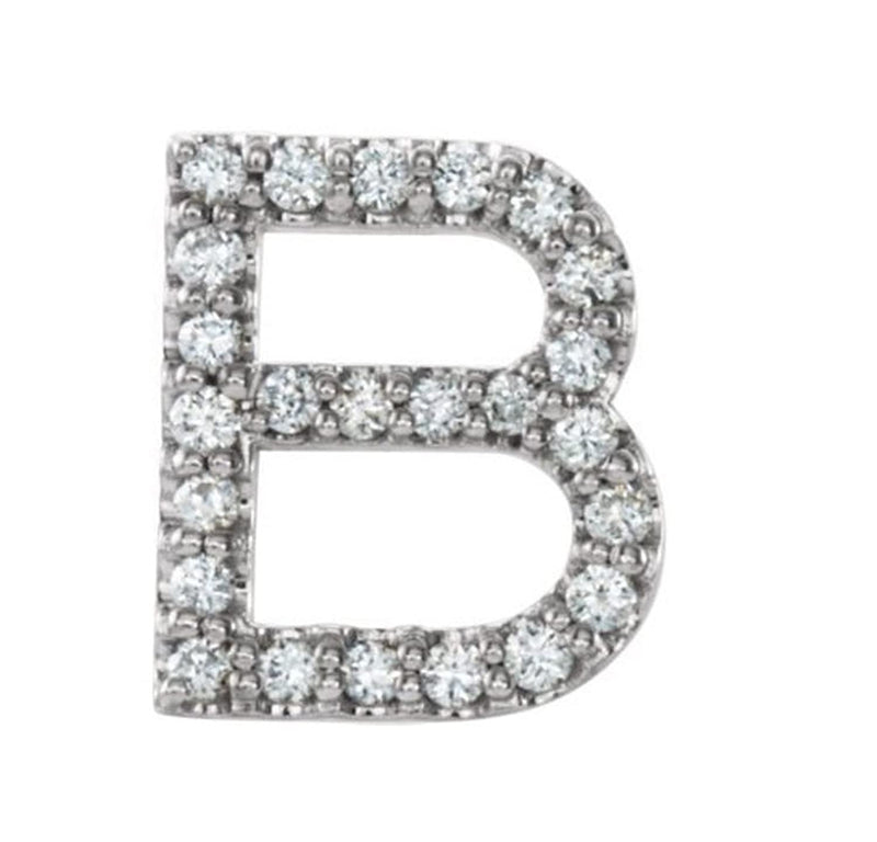Sterling Silver Diamond Letter 'B' Initial Stud Earring (Single Earring) (.10 Ctw, GH Color, I1 Clarity)