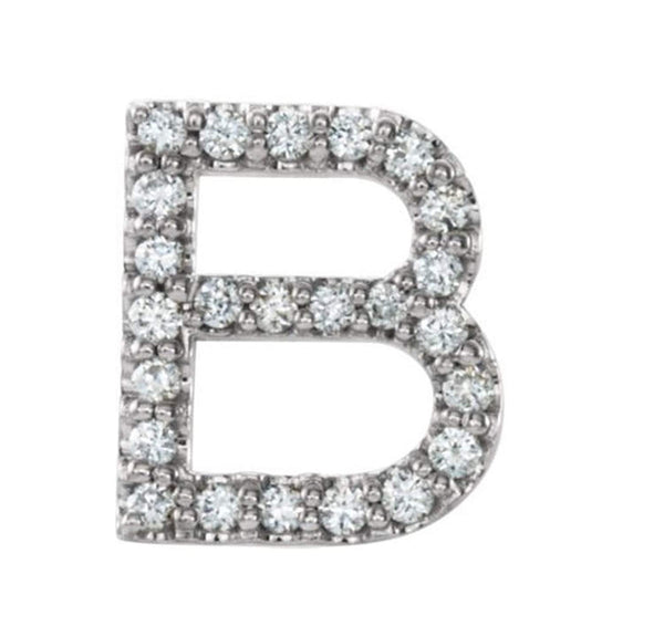 Platinum Diamond Letter 'B' Initial Stud Earring (Single Earring) (.10 Ctw, GH Color, SI2-SI3 Clarity)