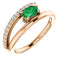 Emerald and Diamond Bypass Ring, 14k Rose Gold (.125 Ctw, G-H Color, I1 Clarity)