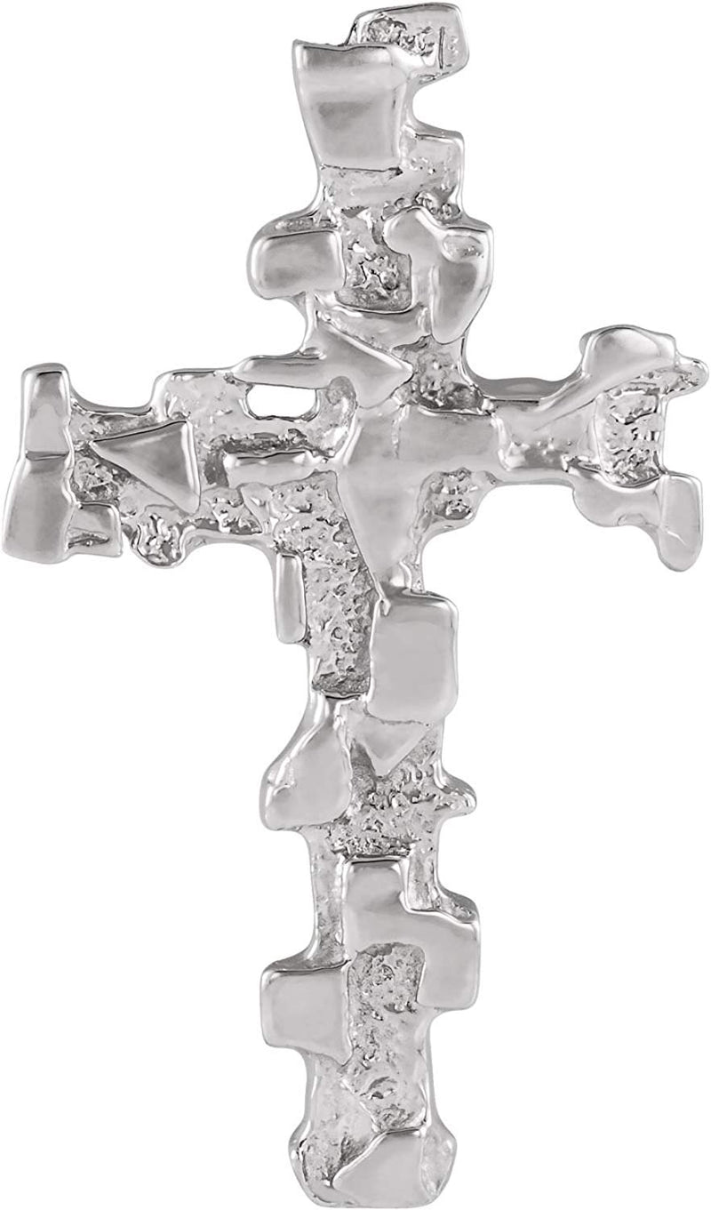 Nugget Rugged Cross Sterling Silver Pendant