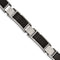 Men's Brushed Stainless Steel Black IP Textured Link Bracelet, 8"