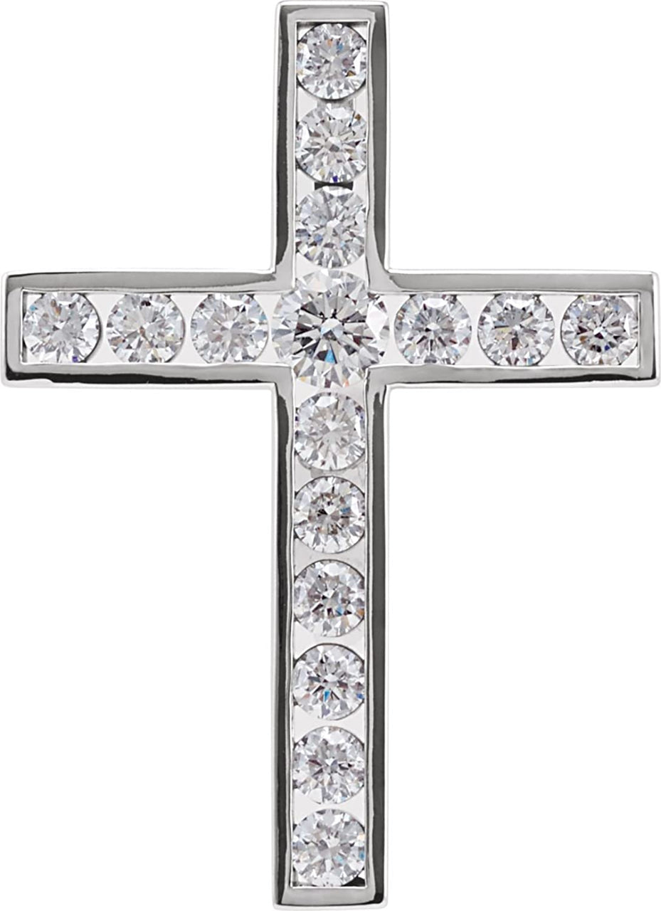 Diamond Coticed Cross Rhodium-Plated 14k White Gold Pendant (.25 Ctw, G-H Color, I1 Clarity)