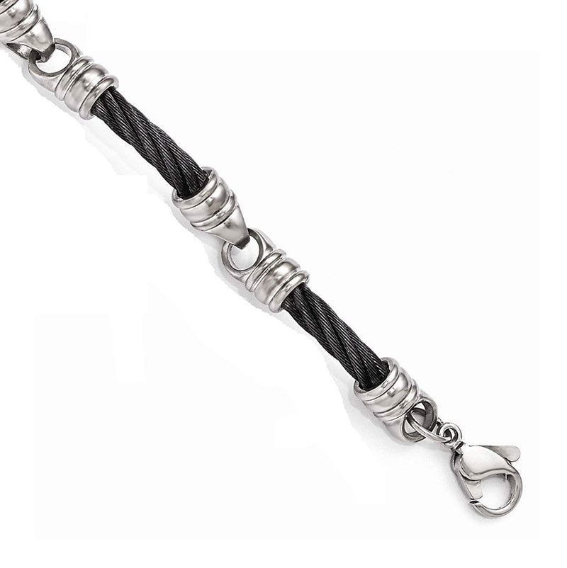 Men's Signature Cable Collection Gray Titanium Cable Link Bracelet, 7.5" (5MM)