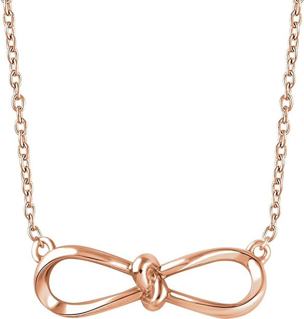 Slim-Profile Bow Necklace in 14k Rose Gold, 18"