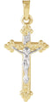 Two-Tone Hollow Crucifix 14k Yellow and White Gold Pendant (25.5X13.5MM)