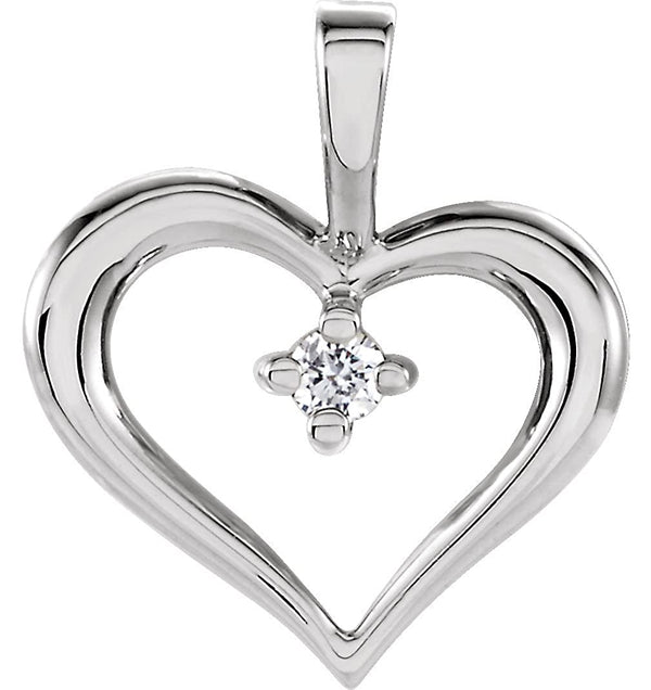 14k White Gold Diamond Heart Pendant (GH Color, I1 Clarity) .02 Cttw)