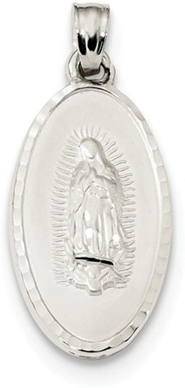 Sterling Silver Mary Medal Reversible Pendant (25.5X13MM)