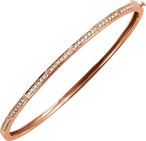 Petite Diamond Bangle Bracelet, 14k Rose Gold, 7" (.33 Cttw, HI Color, I1 Clarity)