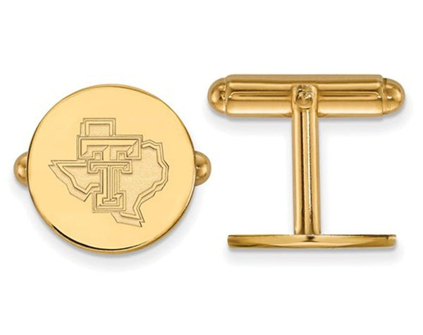 14k Yellow Gold Texas Tech University Round Cuff Links, 15MM