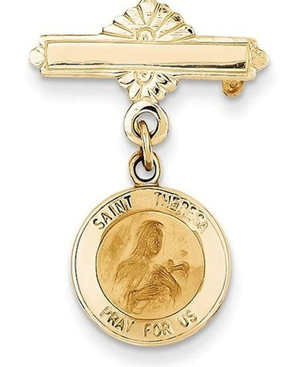 14k Yellow Gold St. Theresa Medal Pin (26X18MM)