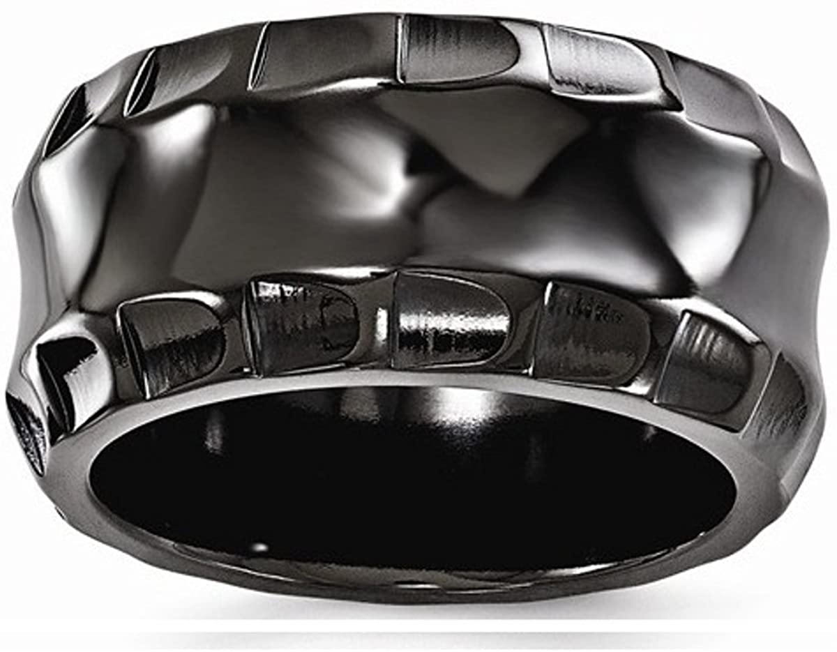 Edward Mirell Black Titanium Faceted Edges 12mm Wedding Band, Size 10