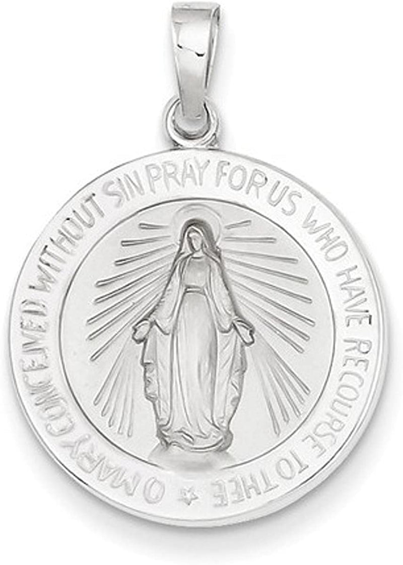 Rhodium-Plated 14k White Gold Miraculous Medal (28X19MM)