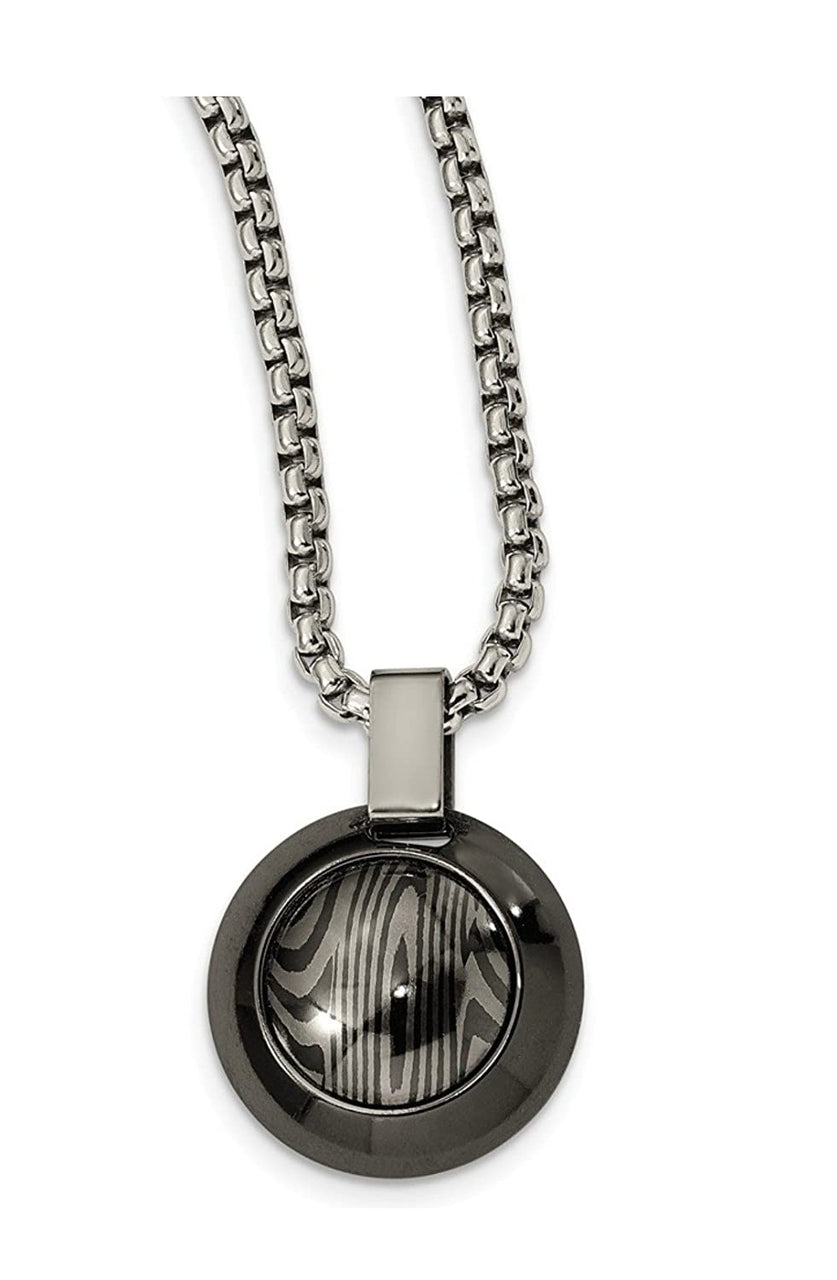 Edward Mirell Timoku and Black Titanium Round Pendant Necklace, 20"