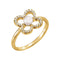 White Freshwater Cultured Pearl, Diamond Clover Ring, 14k Yellow Gold (4.00-4.50mm)(.16 Ctw, Color G-H, Clarity I1)