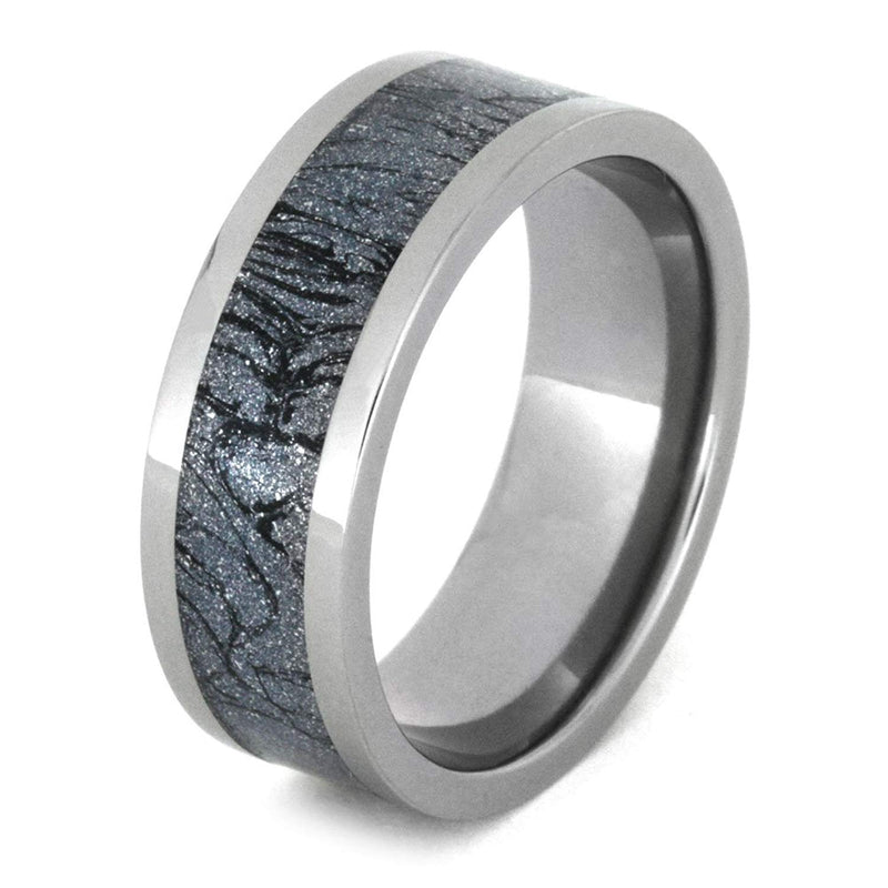 Blue Cobaltium Mokume Gane Inlay 8mm Comfort-Fit Titanium Wedding Band