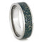 Green Stardust Band with Meteorite and Yellow Gold 7mm Comfort-Fit Titanium Ring