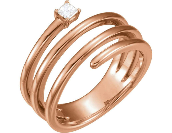 Diamond Spiral Wrap Ring, 14k Rose Gold (.1 Ctw,GH Color, I1 Clarity) Size 6.5