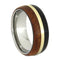 African Blackwood, Amboyna Wood, 14k Yellow Gold 8mm Comfort-Fit Titanium Ring