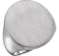 Men's Brushed Signet Ring, 14k X1 White Gold (22x20mm)