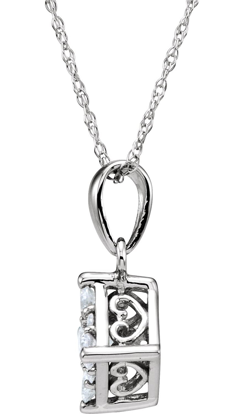 Diamond Cluster Pendant 14k White Gold Necklace, 18" (1/3 Cttw)