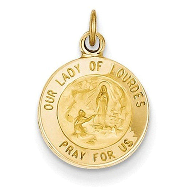 14k Yellow Gold Our Lady Of Lourdes Medal Charm (18X12MM)