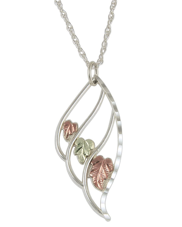 Black Hills Gold Angel Wing Pendant Necklace, Sterling Silver, 12k Green and Rose Gold, 18"