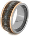 Gibeon Meteorite, Dinosaur Bone, 14k Rose Gold 10mm Comfort-Fit Titanium Wedding Band, Size 11.25