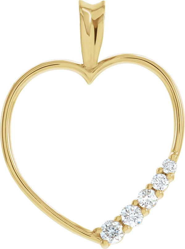 14k Yellow Gold Journey Diamond Heart Pendant (GH Color, I1 Clarity, 1/5 Cttw)