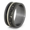 Mimetic Meteorite, African Blackwood, Sterling Silver Stripe 9mm Comfort-Fit Sandblasted Titanium Band