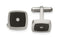 Stainless Steel Polished Enameled Cubic Zirconia Square Cuff Links