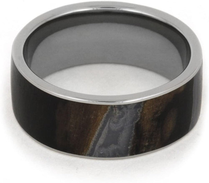 Petrified Wood 8mm Comfort-Fit Titanium Wedding Band, Size 5.75