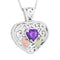 Amethyst Heart with Scrollwork Pendant Necklace, Sterling Silver, 12k Green and Rose Gold Black Hills Gold Motif, 18"