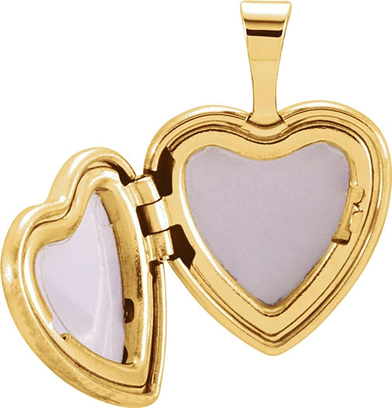 Childrens Diamond Guardian Angel Heart Locket Pendant, Yellow Gold Plate and Sterling Silver