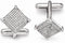 Sterling Silver and CZ Brilliant Pave' Square Cuff Links, 17MM