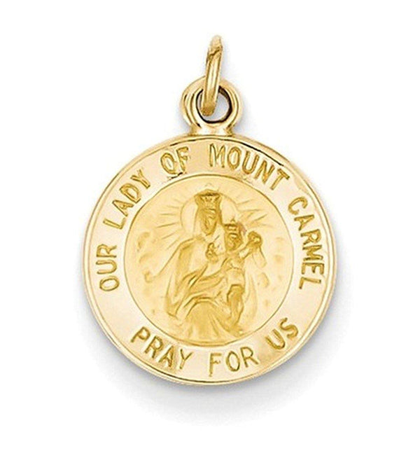 14k Yellow Gold Our Lady Of Mt. Carmel Medal Charm (17X12MM)