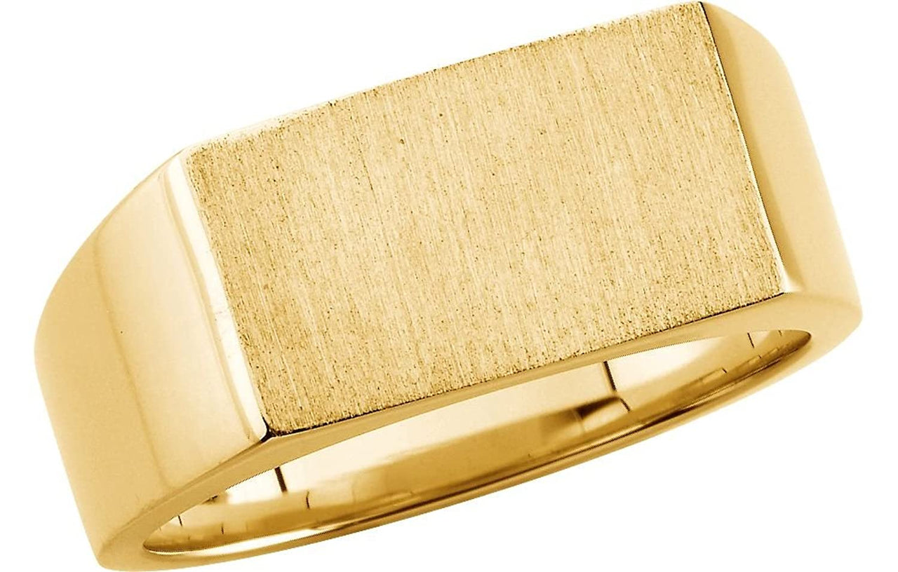 Men's 10k Yellow Gold Brushed Finish Flat-Top Signet Ring