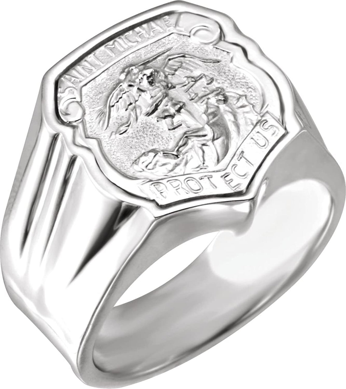 Sterling Silver St. Michael Shield Ring, Size 10