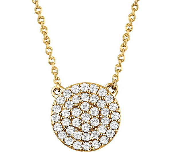 Round 41-Stone Diamond Pendant Necklace in 14k Yellow Gold, 18" (.34 Ctw, H+ Color, I1 Clarity))