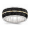 Edward Mirell Titanium and Black Titanium Inlay with 14k Yellow Gold Stripe 10mm Wedding Band