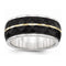 Edward Mirell Titanium and Black Titanium Inlay with 14k Yellow Gold Stripe 10mm Wedding Band, Size 8.5