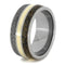 14k Yellow Gold, Dinosaur Bone, Gibeon Meteorite 11mm Comfort-Fit Titanium Band, Size 10