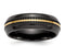 Edward Mirell Black Titanium, 14K Yellow Gold Patterned 7mm Comfort-Fit Band