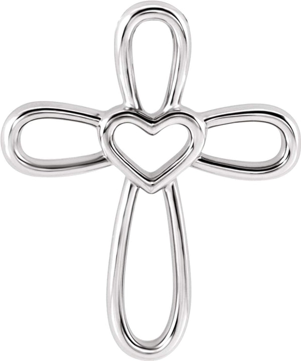 Open Heart Cross Platinum Pendent (20.35X4.25 MM)