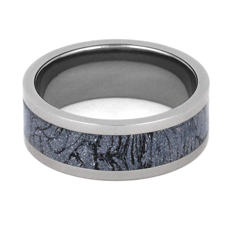 Blue Cobaltium Mokume Gane Inlay 8mm Comfort-Fit Titanium Wedding Band