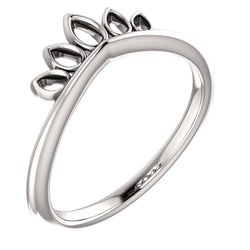 Petite Marquise-Shaped Crown Ring, Rhodium-Plated 14k White Gold, Size 5.25