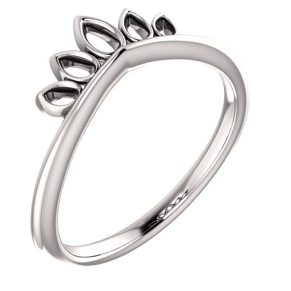 Platinum Petite Marquise-Shaped Crown Ring, Size 4