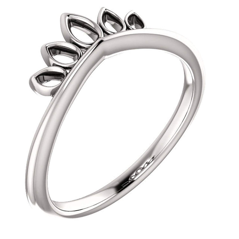 Petite Marquise-Shaped Crown Ring, Rhodium-Plated 14k White Gold, Size 4.5
