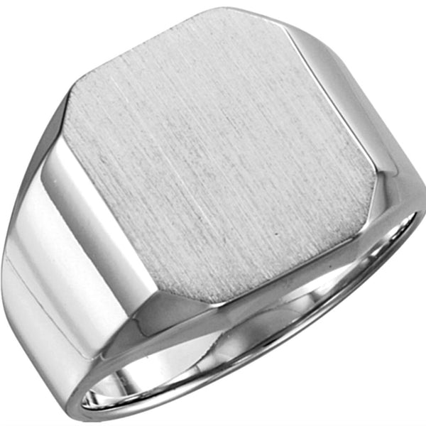 Men's Sterling Silver Octagon Signet Ring, 18x16mm