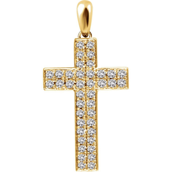 Diamond Western Cross Pendant, 14k Yellow Gold (.33 Ctw, H+ Color, I1 Clarity)